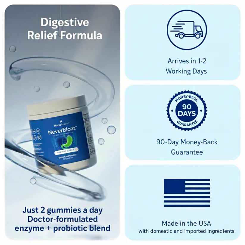 NeverBloat™ Clinically Proven Enzyme & Probiotic Formula for Digestive Relief