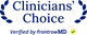 Clinicians' Choice laurel, verified by frontrowMD