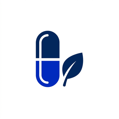 Icon of a vegetarian capsule with a leaf